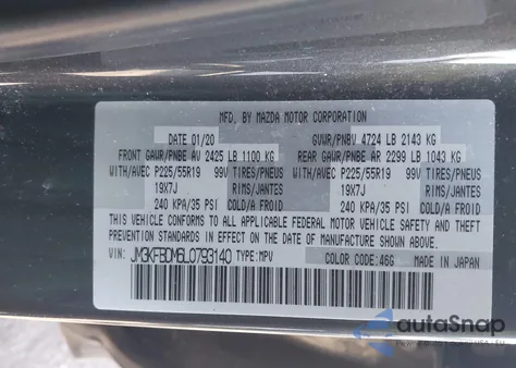 2020 Mazda Cx-5 Grand Touring z USA, uszkodzony, nr VIN JM3KFBDM6L0793140